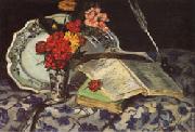 Armand guillaumin Flowers Faience Books oil